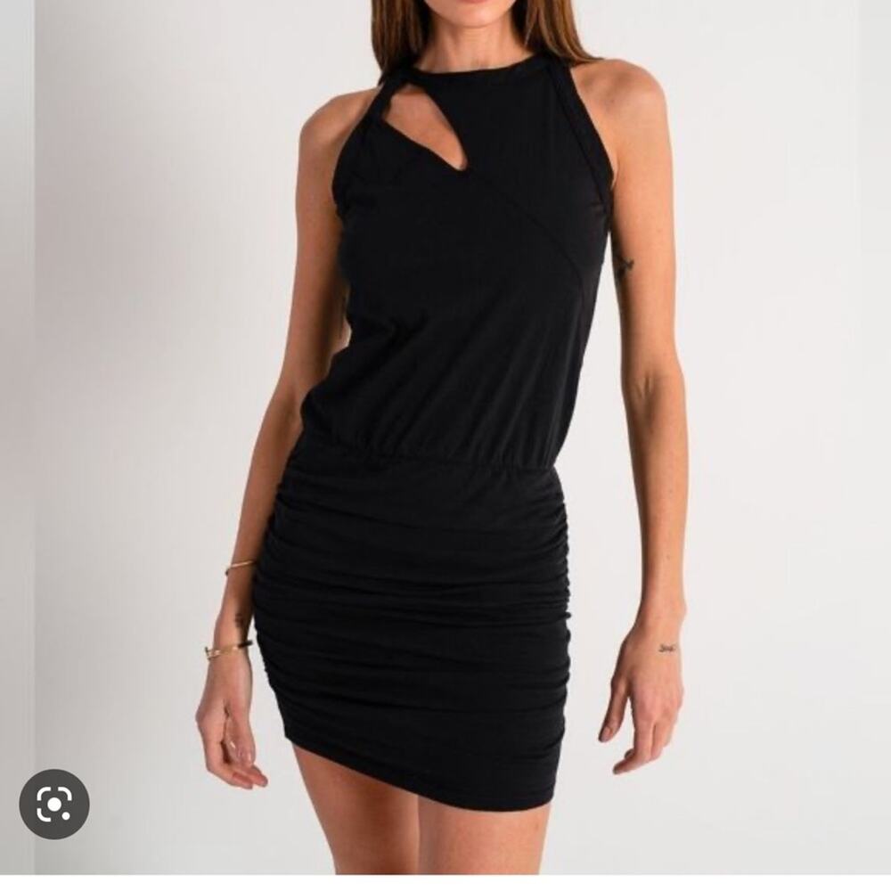 n:PHILANTHROPY Charley Black Cat Ruched Cutout Dress NWT in Small